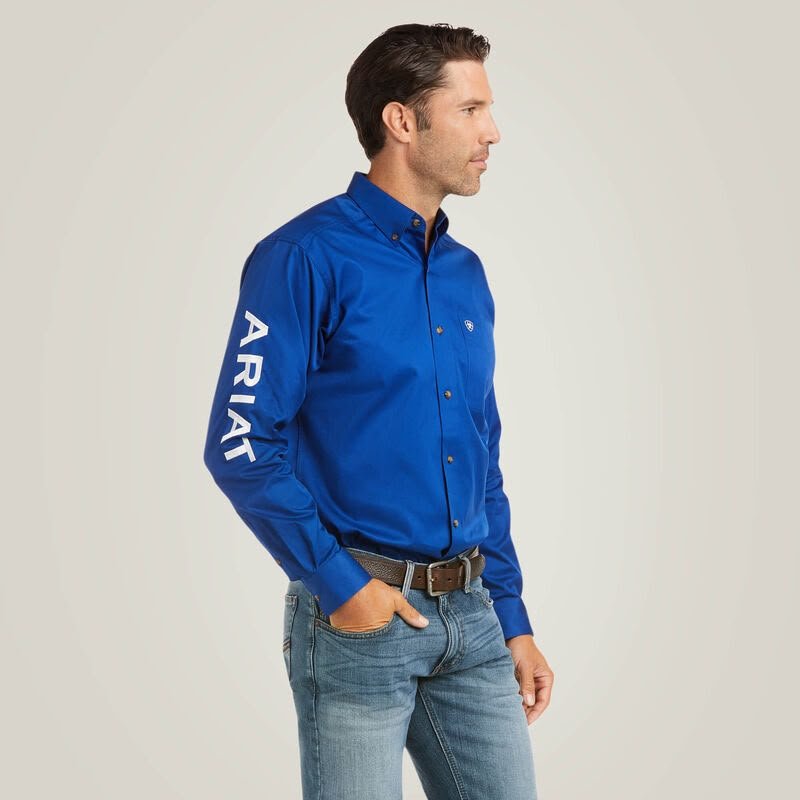 CAMISA AZUL ARIAT LOGO MANGA