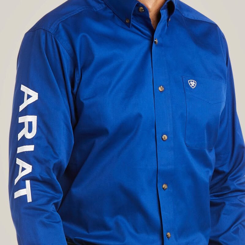 CAMISA AZUL ARIAT LOGO MANGA