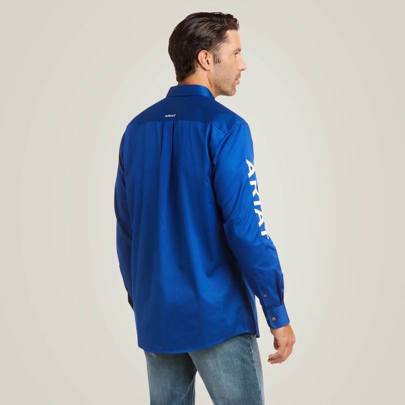 CAMISA AZUL ARIAT LOGO MANGA